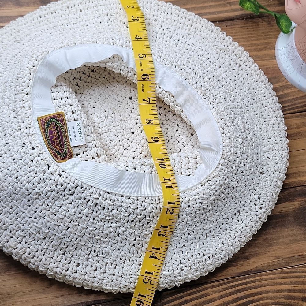 Scala. Chic Straw Hat with Palm Print Band. EUC - Picture 7 of 7